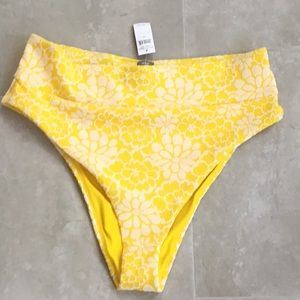 NWT Aerie Swim yellow floral high cut bttm. Size L